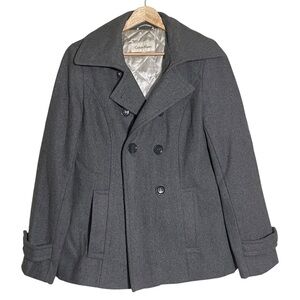 Calvin Klein Women's Charcoal Wool Blend Peacoat